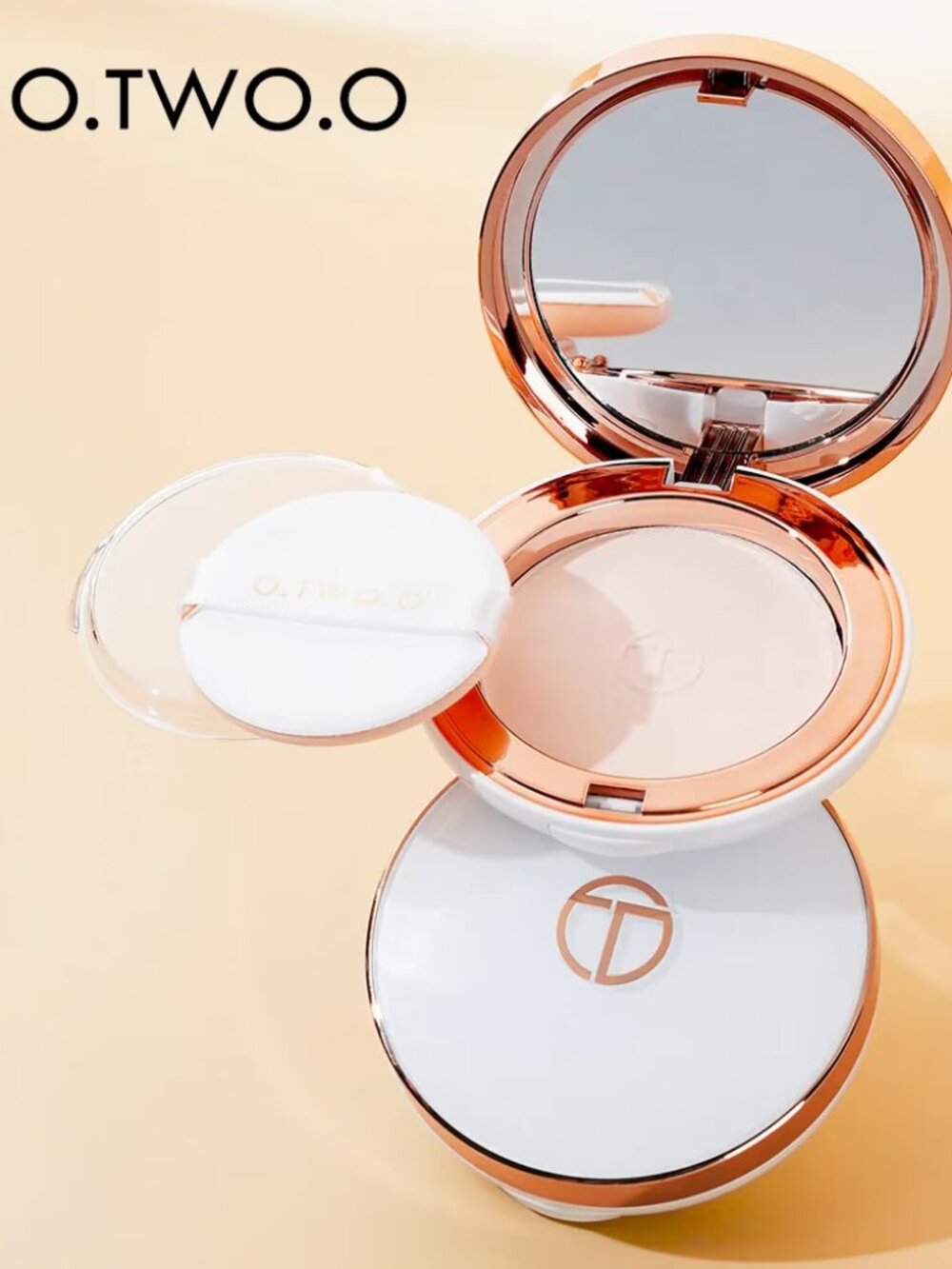 O.TWO.O Pressed Powder – Long-Lasting Oil Control, Matte Finish, Ivory (Compact